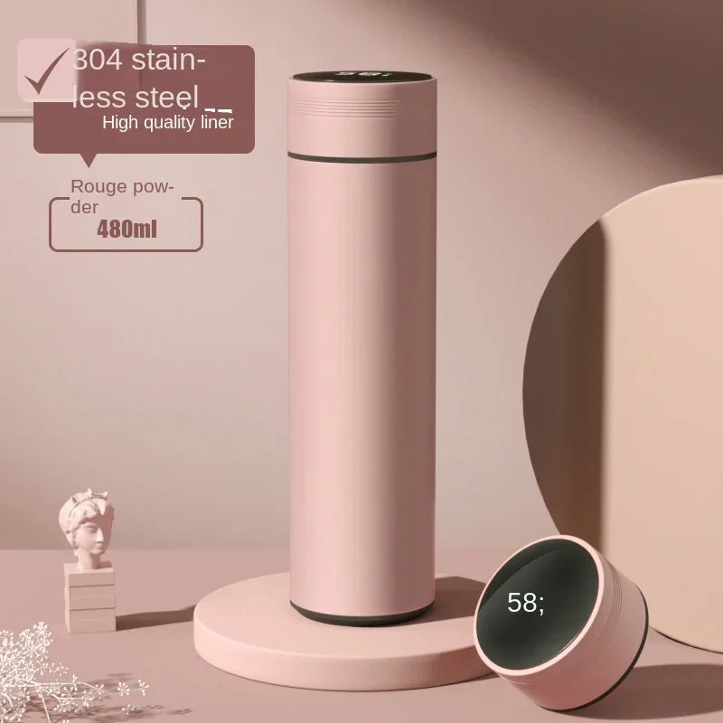 480ml Smart Water Bottle Thermal Custom Logo 304 Stainless Steel Led Water Bottle with Temperature Display Christmas Gift