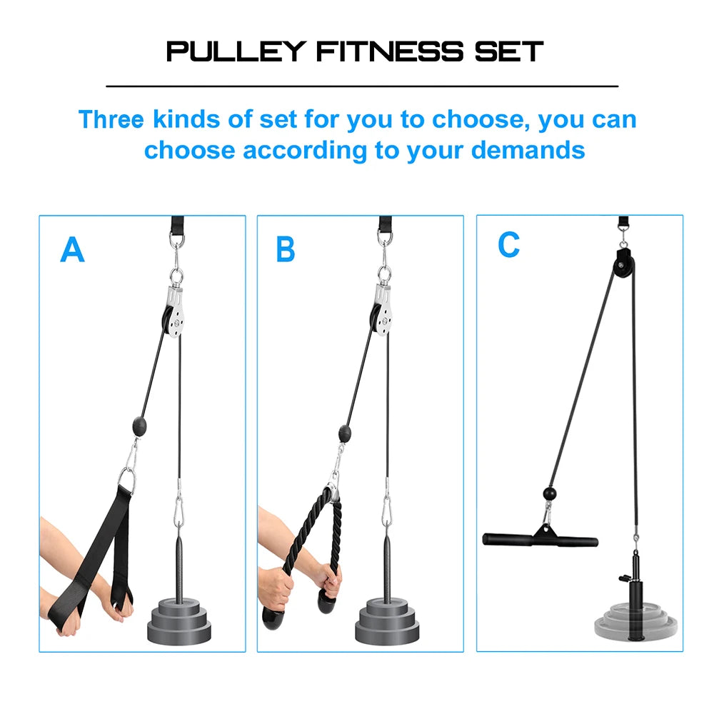 Fitness Pulley Cable Machine System DIY Gym Attachment Adjustable 2.5m Cable Workout Arm Biceps Triceps Hand Training Equipment