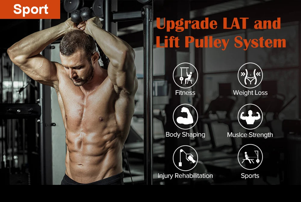 Fitness Pulley Cable Machine System DIY Gym Attachment Adjustable 2.5m Cable Workout Arm Biceps Triceps Hand Training Equipment